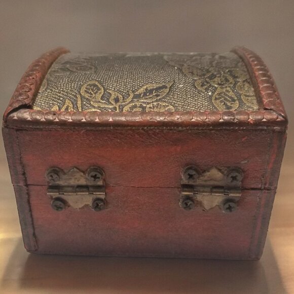 Wooden Treasure Chest Box W/Bronze Color Floral Antique Style Spiritual God Box - Picture 4 of 16